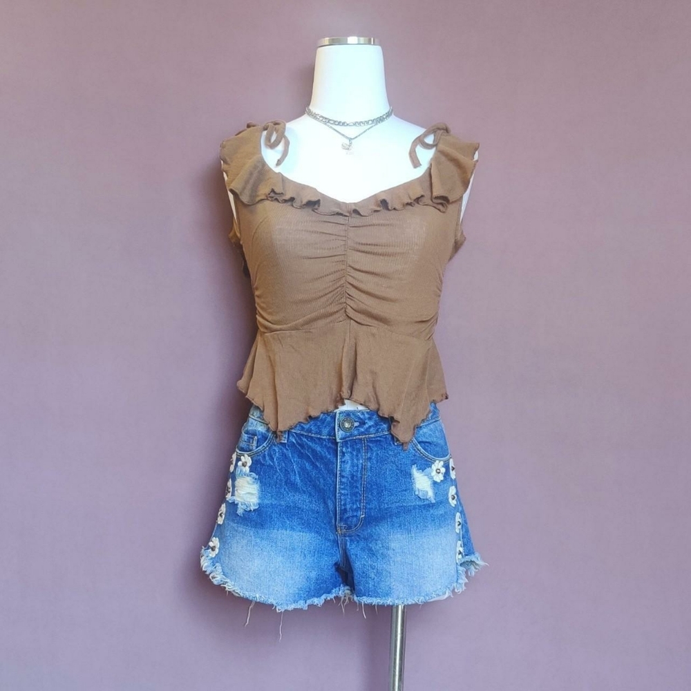 Distressed Denim Daisy Shorts
